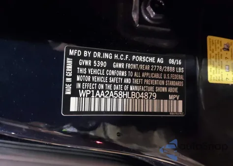 2017 Porsche Macan из США, поврежденный, VIN WP1AA2A58HLB04879